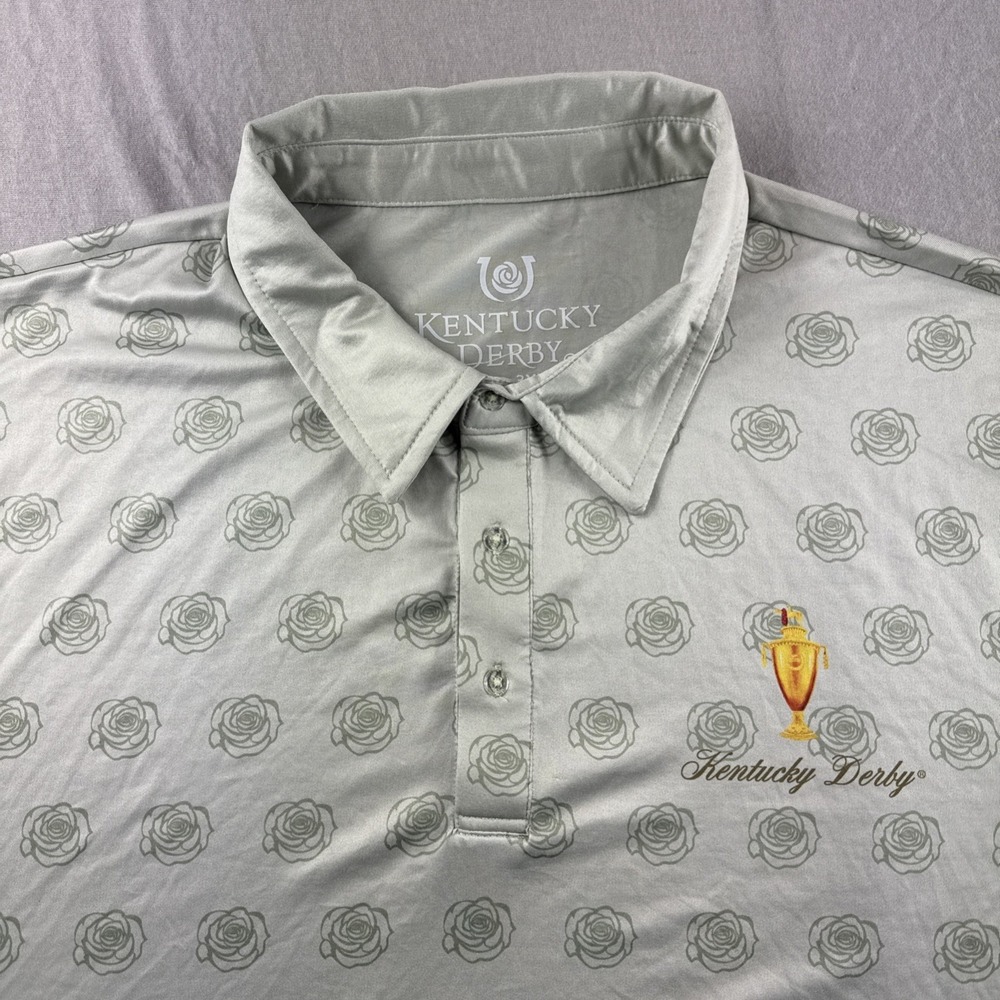Kentucky Derby Polo Mens 3XL Green Floral Horse Racing Outdoors Preppy AOP NEW